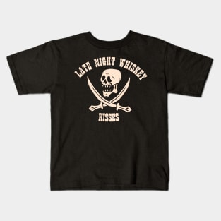 Late Night Whiskey Kisses Skull Kids T-Shirt